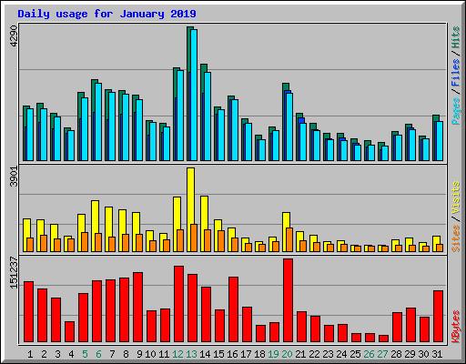 Daily usage for January 2019